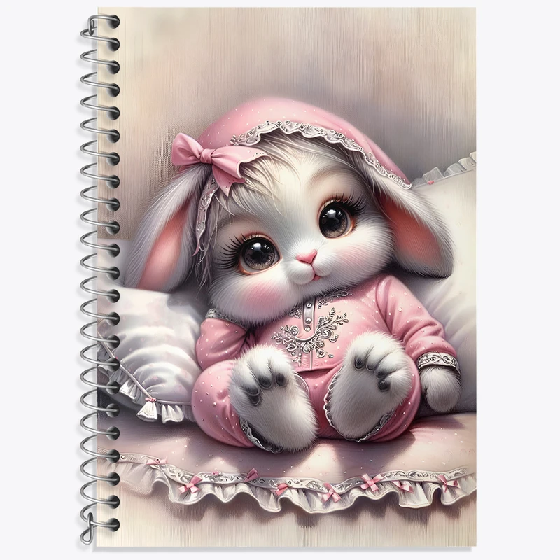 دفتر زبان 50 برگ خندالو مدل دو خط طرح خرگوش کیوت کد N4561