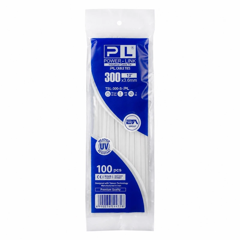 بست کمربندی پاور لینک مدل PL-300x3.6 سایز 30 سانتی‌متر بسته 100 عددی