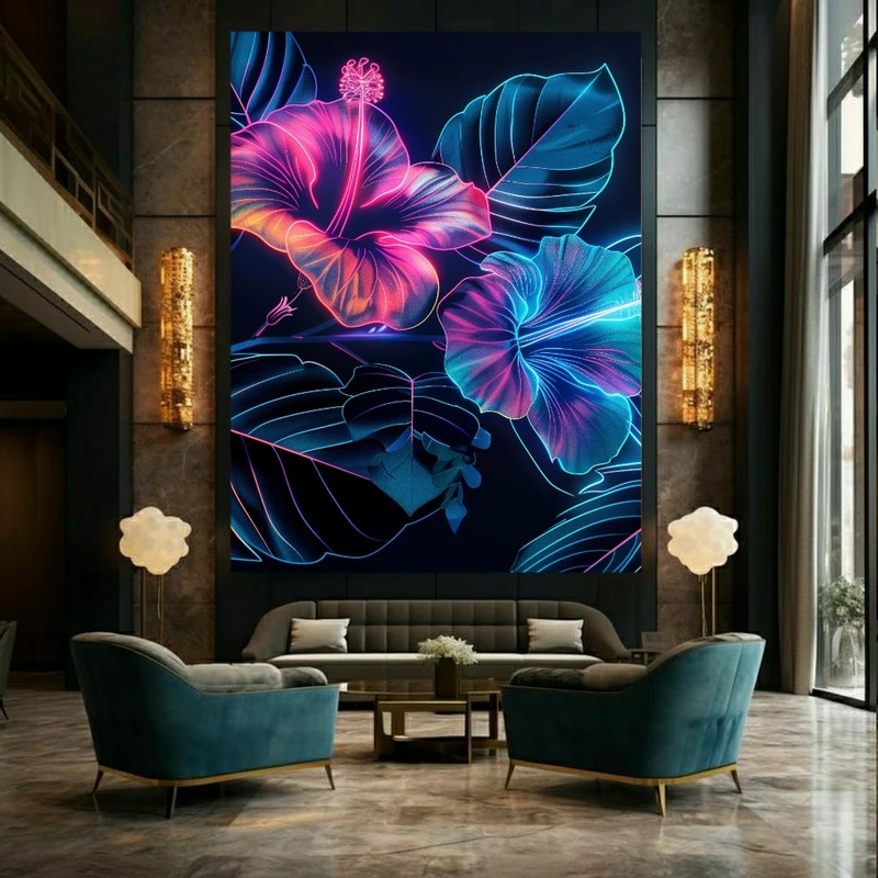 تابلو بوم طرح مخمل گل فانتزی درخشان کد FP105547