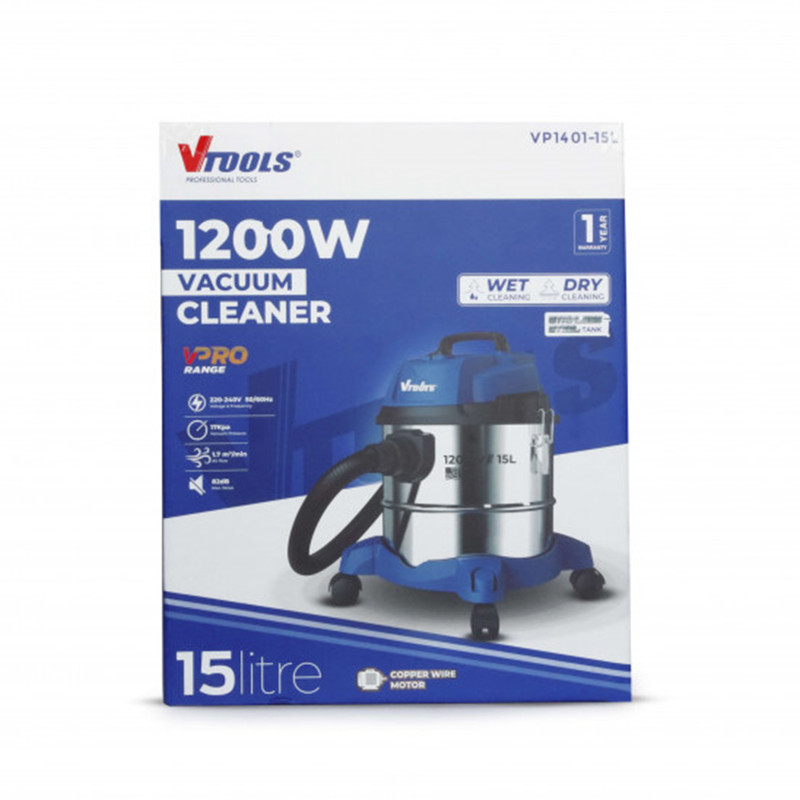 جاروبرقی صنعتی 1200 وات وی تولز مدل VP1401-15L ظرفیت 15 لیتر