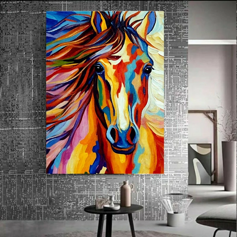 پوستر پارچه ای مدل حیوان طرح اسب رنگی  کد PP2855