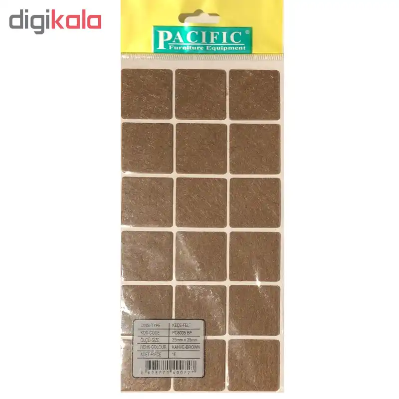 پد پایه مبل و صندلی نمدی مدل 001 مربع 3.5*3.5  سانتی پشت چسب دار بسته 18 عددی