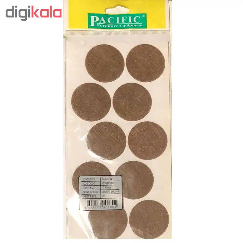 پد پایه مبل و صندلی نمدی مدل 002 دایره قطر 4.5 سانتی پشت چسب داربسته 10 عددی