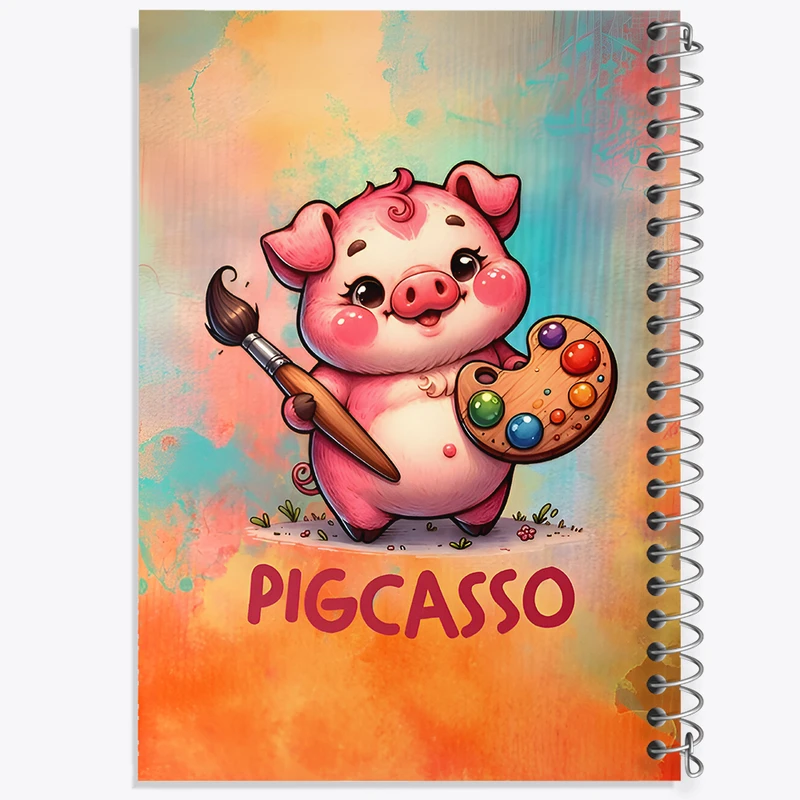 دفتر مشق 100 برگ خندالو طرح خوک نقاش کد F7061