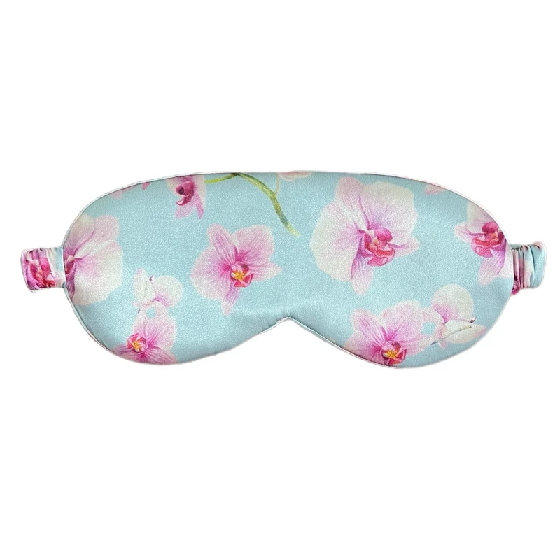 چشم بند خواب مدل ساتن ابریشم طرح گل ارکیده