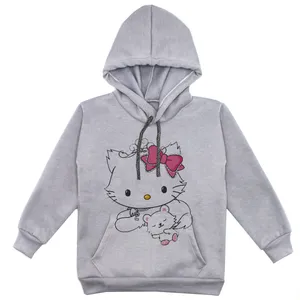 هودی دخترانه مدل کیتی F20 رنگ طوسی