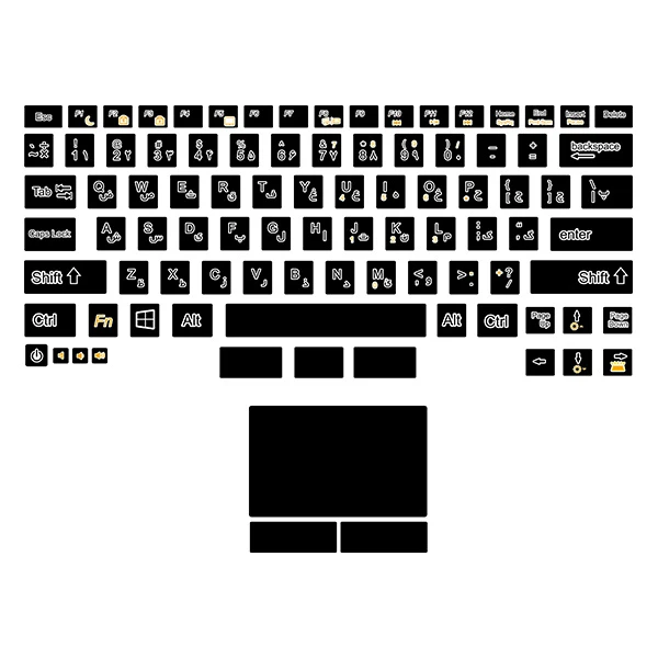  برچسب حروف فارسی کیبورد توییجین و موییجین مدل de-02 مناسب برای لپ تاپ Dell latitude e به همراه استیکر تاچ پد