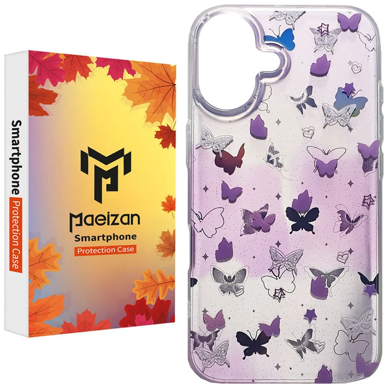 کاور پاییزان مدل Holo butterfly طرح لاکچری مناسب برای گوشی موبایل اپل IPhone 16