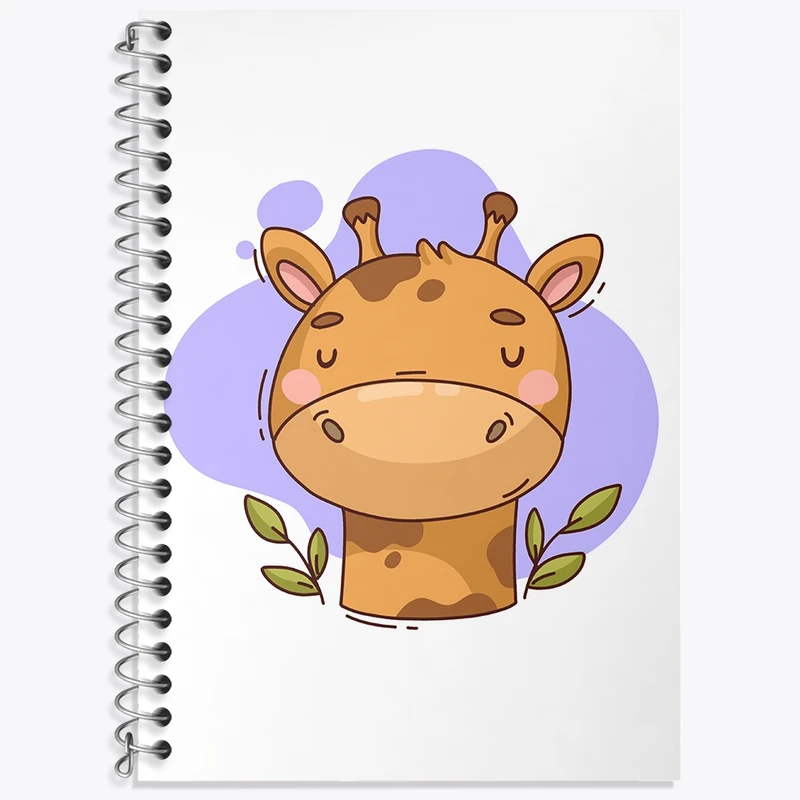 دفتر زبان 50 برگ خندالو مدل دو خط طرح زرافه حیوانات بامزه کد 37167