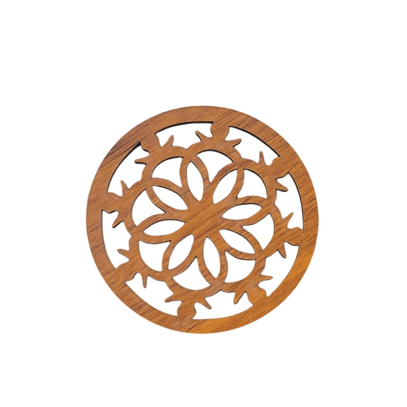 زیر لیوانی مدل چوبی  طرح گل مجموعه 6 عددی