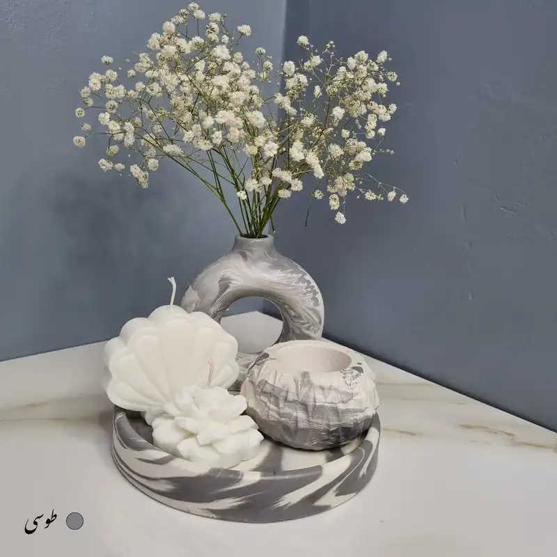 ست 5 تکه جاشمعی مدل گلدان طرح دونات کد C05