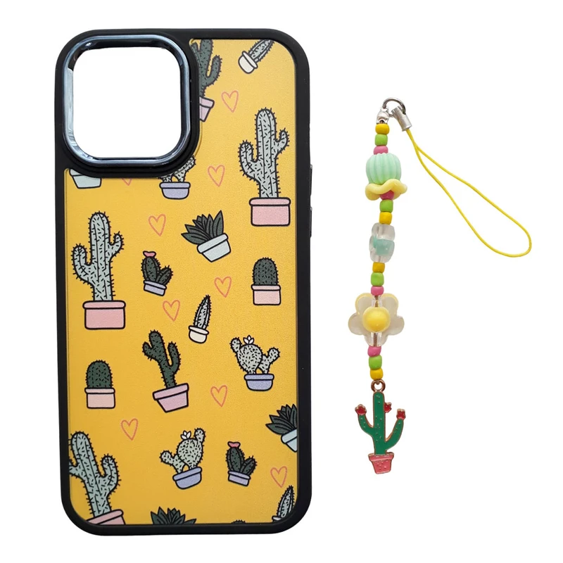 کاور طرح کاکتوس کد A10532 مناسب برای گوشی موبایل اپل iPhone 13 Pro Max به همراه بند آویز 