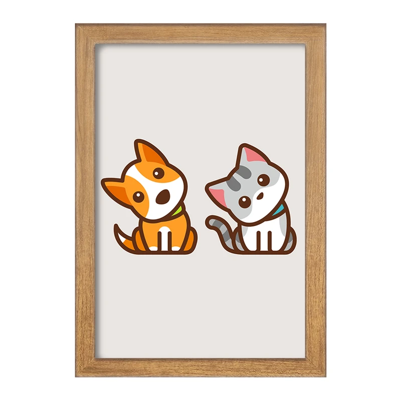 تابلو خندالو مدل حیوانات بامزه سگ و گربه کد 28173
