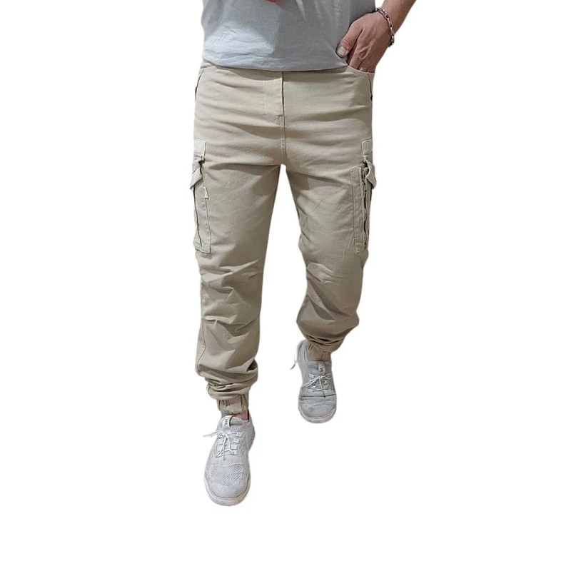 شلوار دم پا کش مردانه مدل شش جیب پارچه کتان