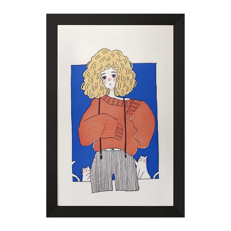 تابلو خندالو مدل دختر و گربه های بامزه کد F7380