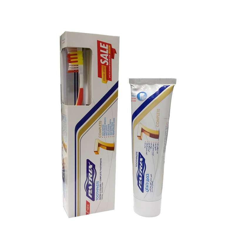 مسواک پاتریکس به همراه خمیر دندان سفید کننده مدل Complete7 حجم 100 میلی لیتر مسواک پاتریکس به همراه خمیر دندان سفید کننده مدل Complete7 حجم 100 میلی لیتر