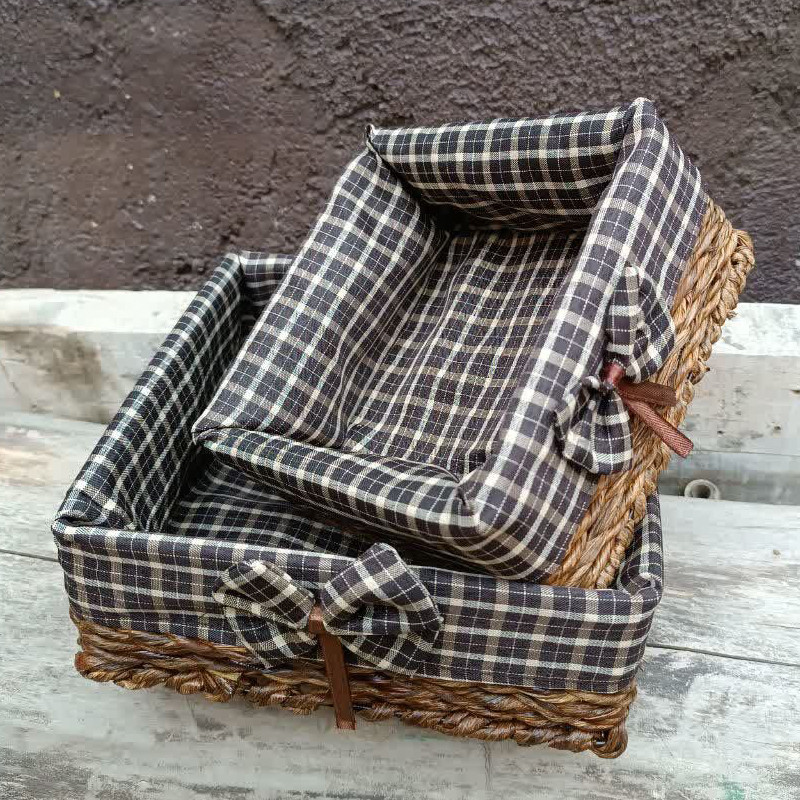 سبد نان و سبزی طرح حصیری کد 5002 مجموعه 2 عددی