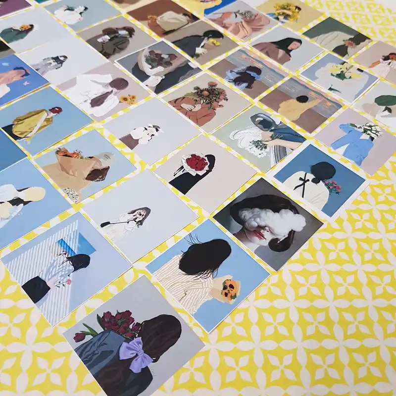 برچسب مدل اسکرپ بوک بولت ژورنال طرح دختر مینیمال مجموعه 48 عددی