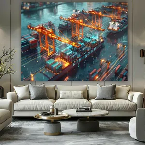 تابلو بوم طرح مخمل کشتی باری مدل جرثقیل و تکنولوژی کد FP104879