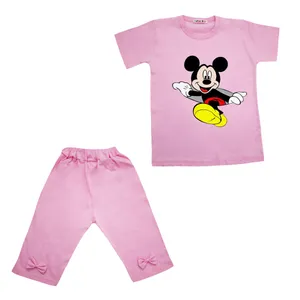 ست تی شرت آستین کوتاه و شلوارک دخترانه مدل میکی موس