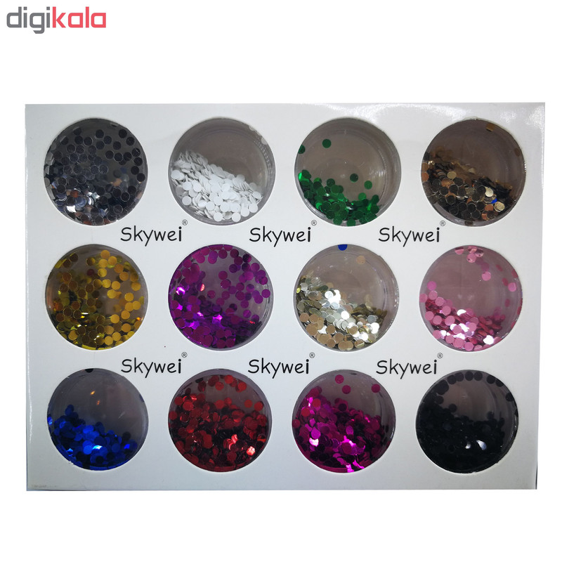 پودر لاک ناخن مدل Skywei مجموعه 12 عددی