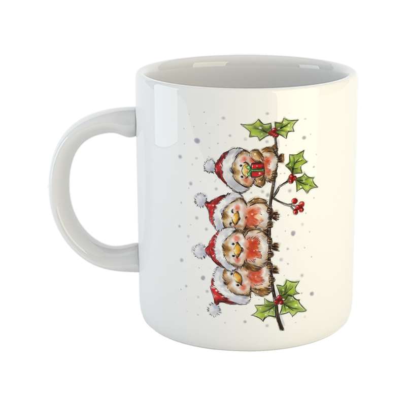 ماگ طرح کریسمس مدل جغد روی شاخه Merry Christmas