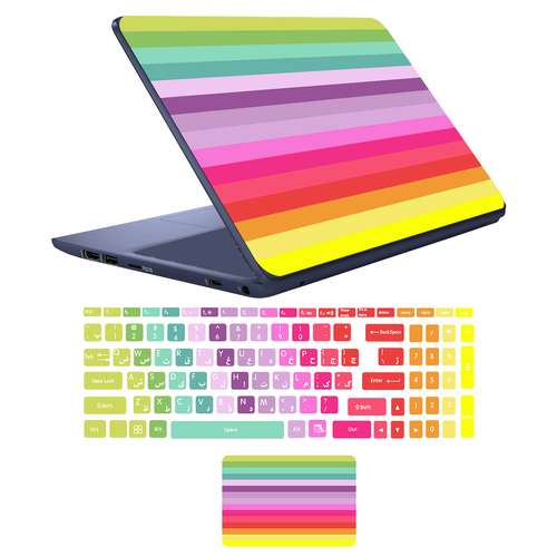 استیکر لپ تاپ مدل رنگین کمان مناسب برای لپ تاپ 17 اینچ به همراه برچسب حروف فارسی کیبورد