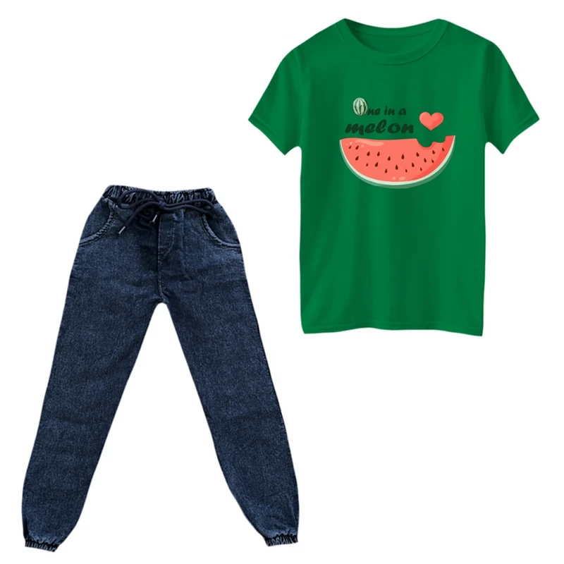 ست تی‌شرت و شلوار پسرانه مدل هندوانه یلدایی کد 26