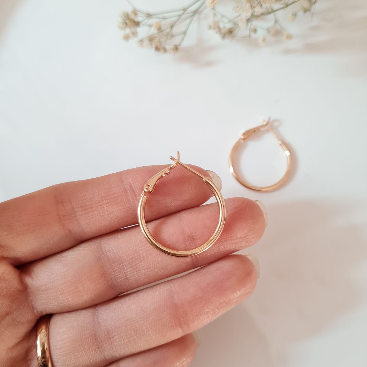گوشواره زنانه ژوپینگ مدل حلقه ای ساده کد H2 -  - 2