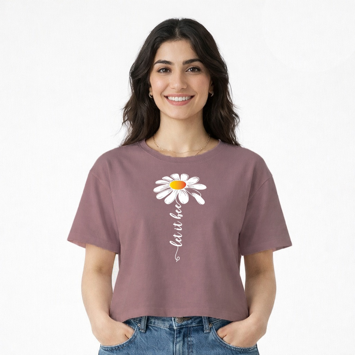 تی شرت آستین کوتاه زنانه مدل کراپ طرح گل کد v3 تی شرت آستین کوتاه زنانه مدل کراپ طرح گل کد v3