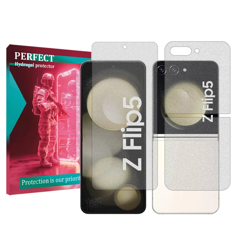  محافظ صفحه نمایش مات پرفکت مناسب برای گوشی موبایل سامسونگ Galaxy Z Flip5 به همراه محافظ پشت گوشی