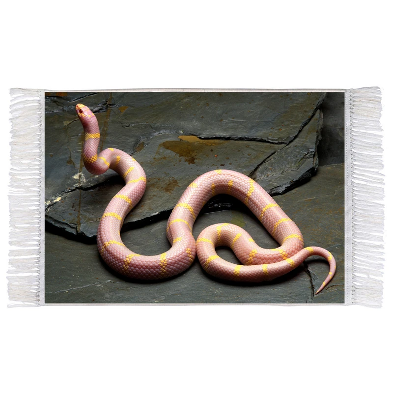 فرش ماشینی دیوارکوب اطلس آبی طرح صخره و مار مدل T2185 