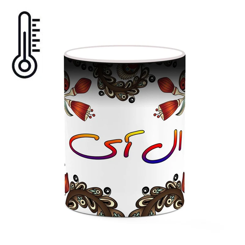 ماگ حرارتی کاکتی مدل اسم ال_آی طرح سنتی گل و بته کد mgh43699