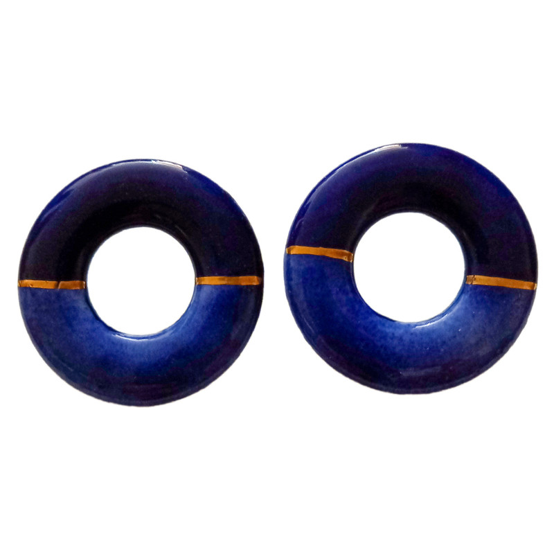 گوشواره دخترانه مدل حلقه ای لاجورد