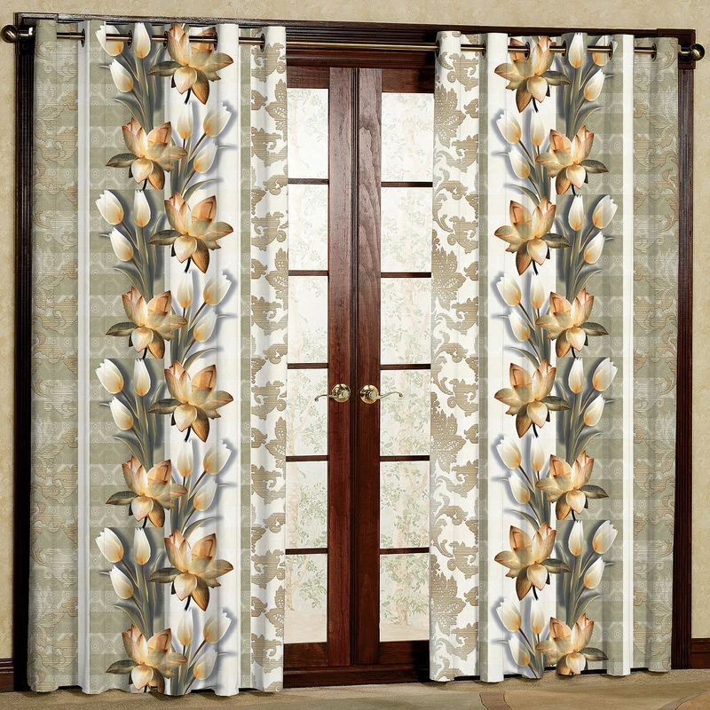 پرده مدل گل دار مخمل پانچی کد 4282 سایز 200x140 سانتی متر