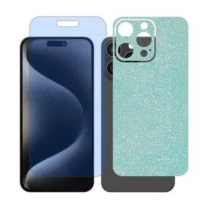 Glass Together model anti blue matte screen protector suitable for Apple iPhone 15 Pro Max mobile phone with cover sticker on the back of the phone