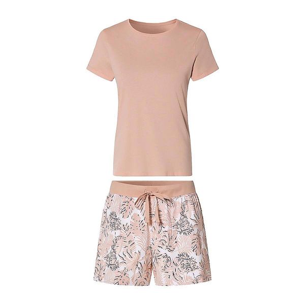 ست تی شرت آستین کوتاه و شلوارک راحتی زنانه اسمارا مدل نخی کد PAL20