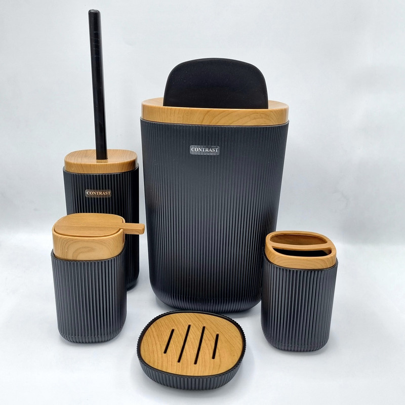 ست سرویس بهداشتی پنج پارچه کنتراست مدل روما 7900 طرح چوب