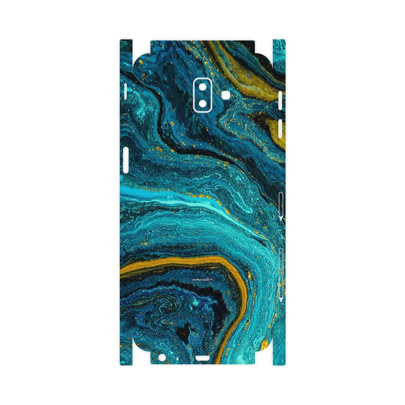 برچسب پوششی ماهوت مدل Turquoise marblewith golden streaks-FullSkin مناسب برای گوشی موبایل سامسونگ Galaxy J6 Plus