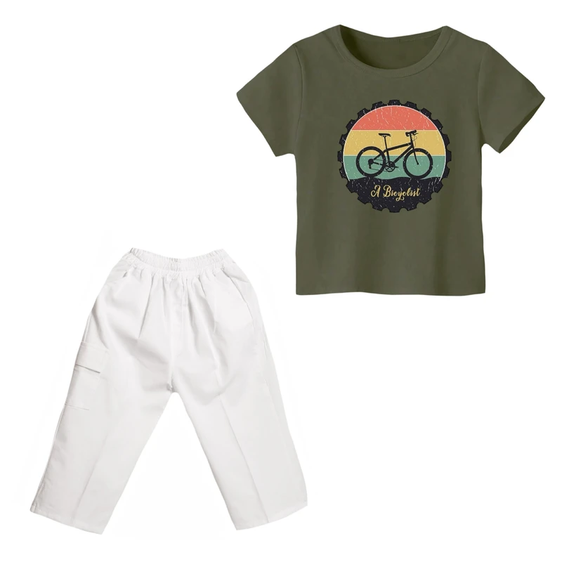 ست تی شرت و شلوارک پسرانه مدل دوچرخه کد ۸