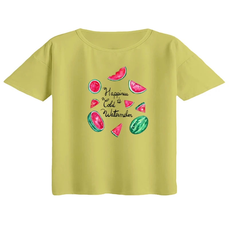 کراپ تی‌شرت آستین کوتاه زنانه مدل هندوانه یلدایی کد 60