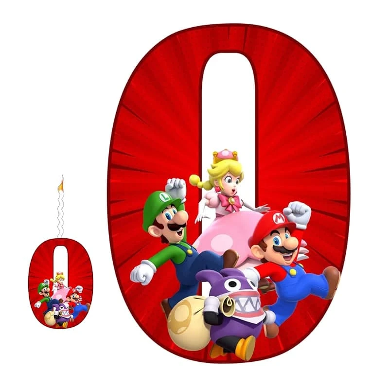 استند رومیزی تولد مدل عدد 0 طرح سوپر ماریو به همراه شمع مجموعه دوعددی