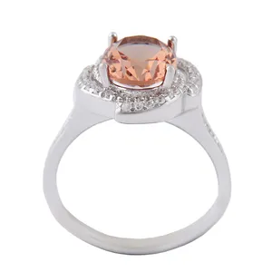 انگشتر نقره زنانه بازرگانی میلادی مدل الکساندریت برش جواهری ابکاری رادیوم کد AWR_1285