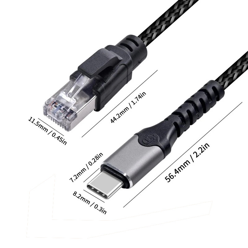 کابل تبدیل RJ45 به USB-C دونجی مدل RJ-5000 طول 1.2 متر