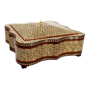 شکلات خوری خاتم کاری گالری دست نگار مدل چهار ضلعی کنگره ای کد 02-23