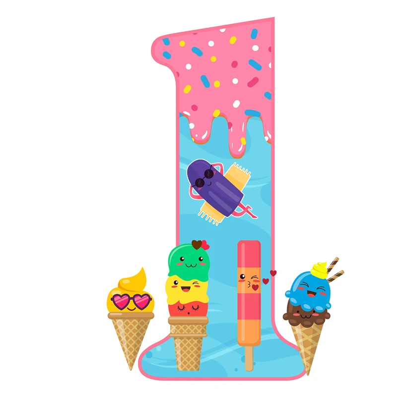 استند رومیزی تولد مدل عدد 1 طرح بستنی کد 1084