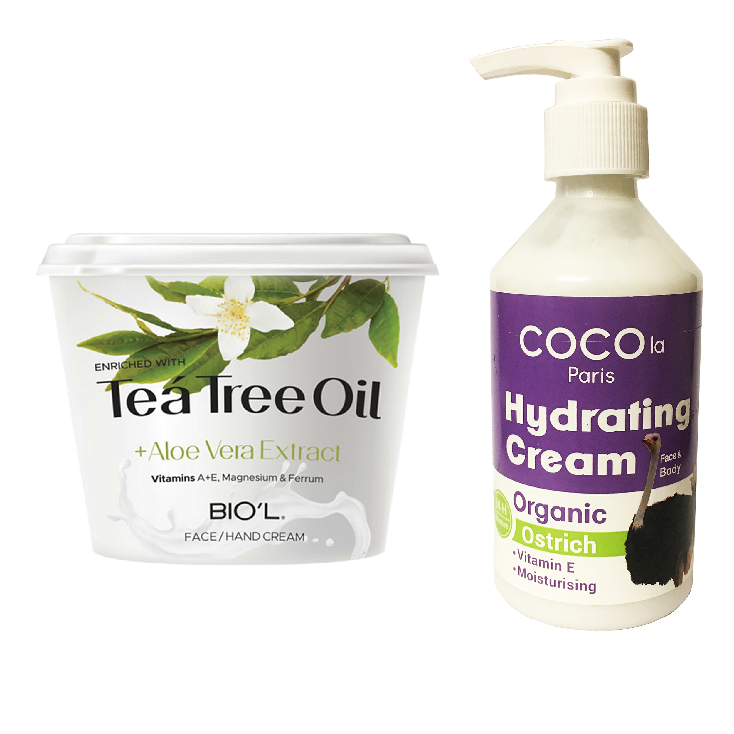کرم مرطوب کننده بیول مدل Tea Tree Oil حجم 250 میلی لیتر به همراه کرم آبرسان کوکولا پاریس مدل روغن شترمرغ حجم ۲۵۰ میلی لیتر 