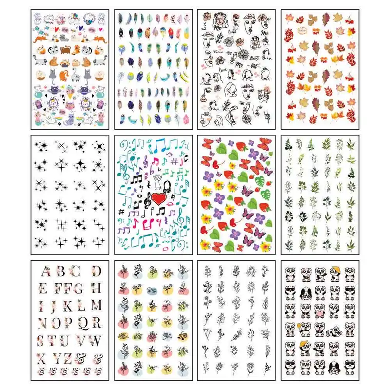 برچسب لنز ناخن مدل ستاره حروف کد N126346 مجموعه 12 عددی