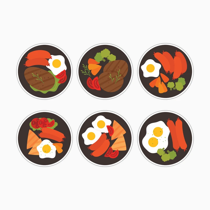 استیکر لپ تاپ و موبایل بووم طرح غذا کد MM143 مجموعه 6 عددی