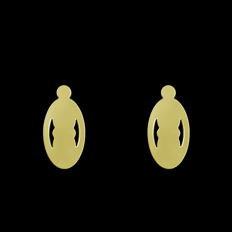 گوشواره طلا 18 عیار زنانه مدوپد مدل هندسی کد GA1-12154